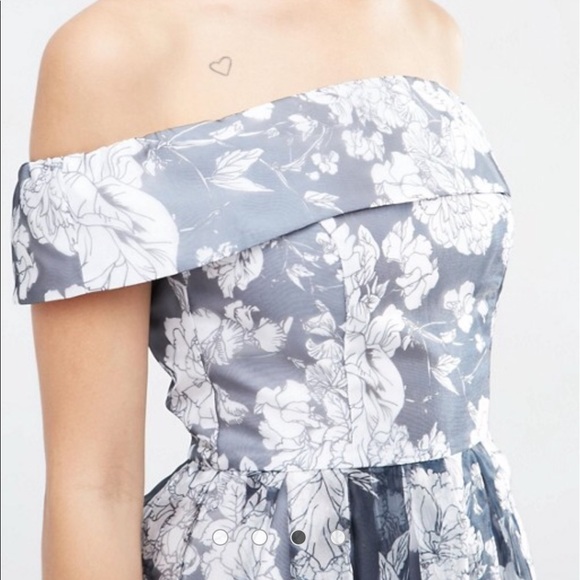 ASOS Navy floral organza midi dress - Picture 2 of 7